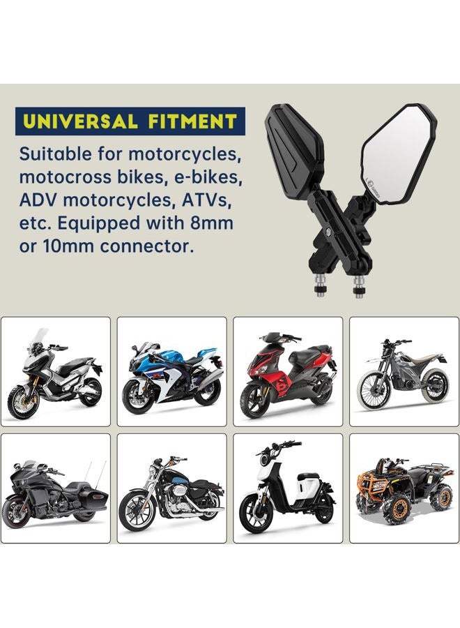 SHEJISI Adventure Bike Mirrors, Motorcycle Mirror Fits RAM B Balls and 7/8"Handlebar M10 M8,Compatible with KTM 1290 Super Adventure,Honda Africa Twin,kawasaki KLR, Yamaha XT,Suzuki DR,BMW GS,ADV,ATV - Image 5