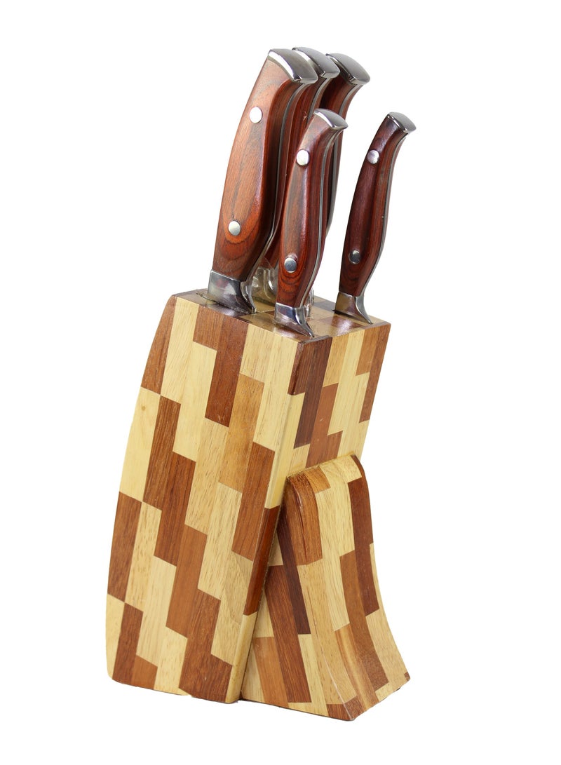 extra home 6-Piece set stainless steel kitchen knives silver/brown - Image 1