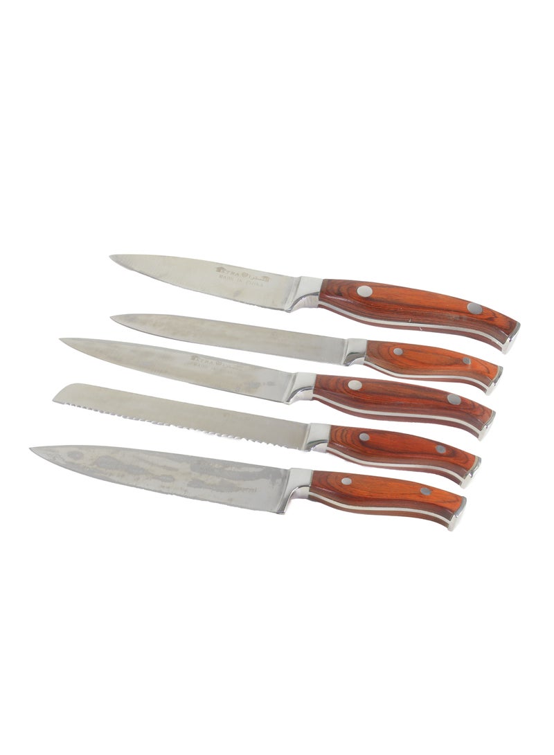 extra home 6-Piece set stainless steel kitchen knives silver/brown - Image 4
