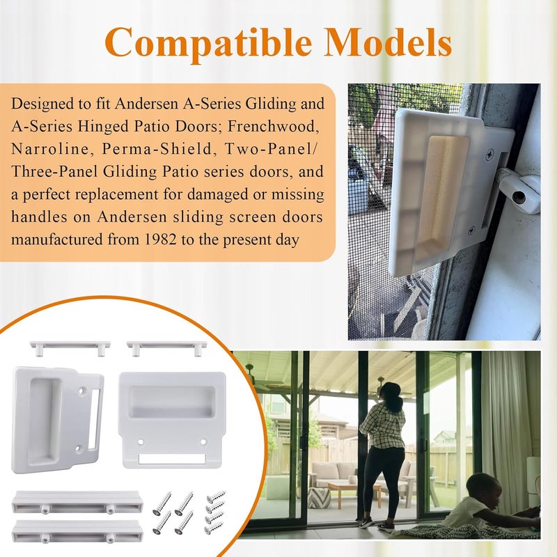 WFCYX White Screen Hardware Kit for Andersen Doors, Fits Andersen A-Series Gliding & Hinged Patio Doors, Frenchwood, Narroline, Perma-Shield, Two/Three-Panel Series Doors Manufactured from 1982 to Present - Image 3