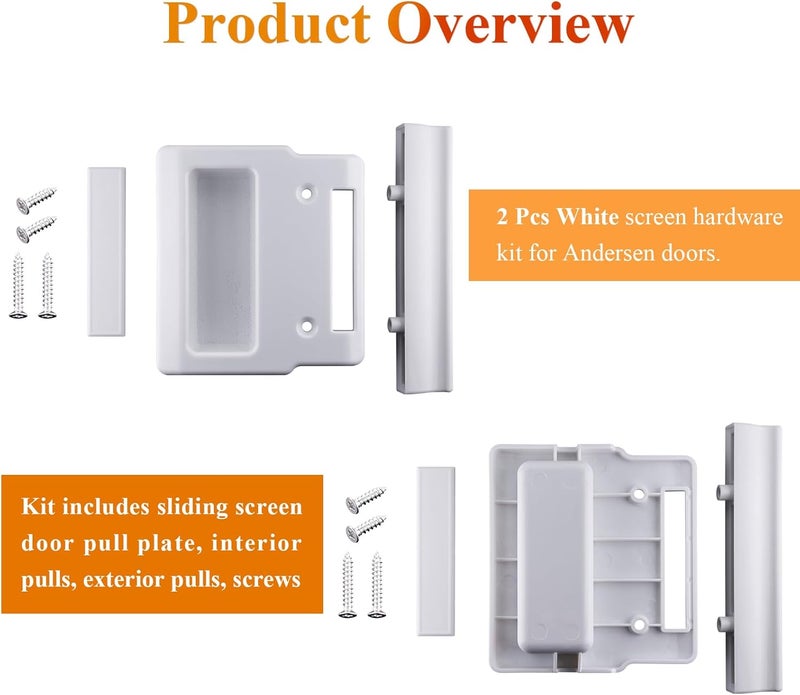 WFCYX White Screen Hardware Kit for Andersen Doors, Fits Andersen A-Series Gliding & Hinged Patio Doors, Frenchwood, Narroline, Perma-Shield, Two/Three-Panel Series Doors Manufactured from 1982 to Present - Image 2