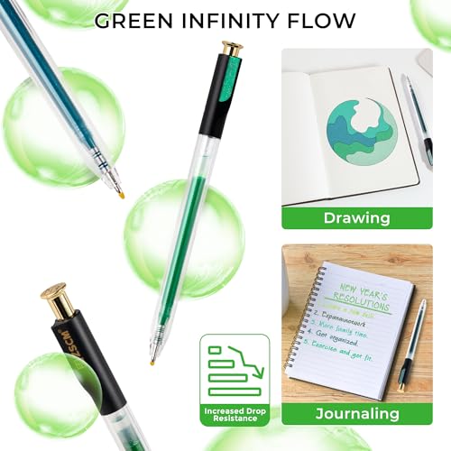 ZSCM Retractable Glitter Gel Pens, 12 Colors Large Capacity Green Glitter Metallic Gel Ink Pen, 1 mm Fine Point Smooth Writing Color Pens for Adult Coloring Book Note Taking Aesthetic Art Supplies - Image 5
