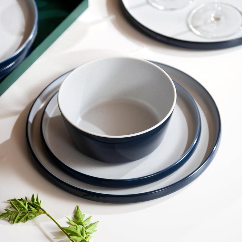 gufaith Melamine Dinnerware SetsPlate and Bowl Set for 412 Pcs Dish Set with Lipped EdgesLightweight and Reusable Dishware Sets for CampingDishwasher SafeGood for HousewarmingNavy BlueWhite - Image 3