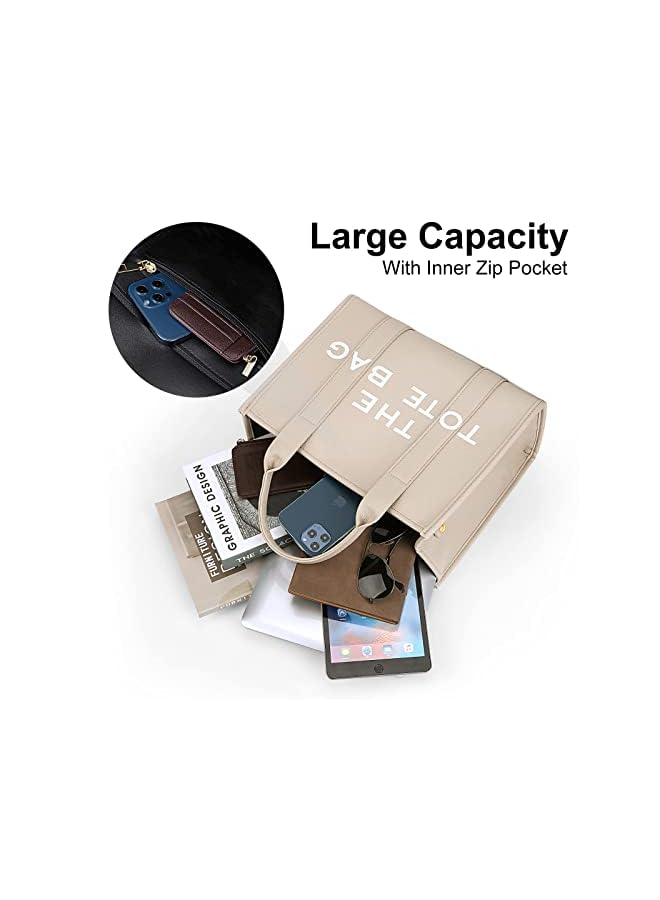 JQWSVE Canvas Tote Bags for Women Handbag Tote Purse with Zipper Canvas Crossbody Bag for Office, Travel, School - Image 4