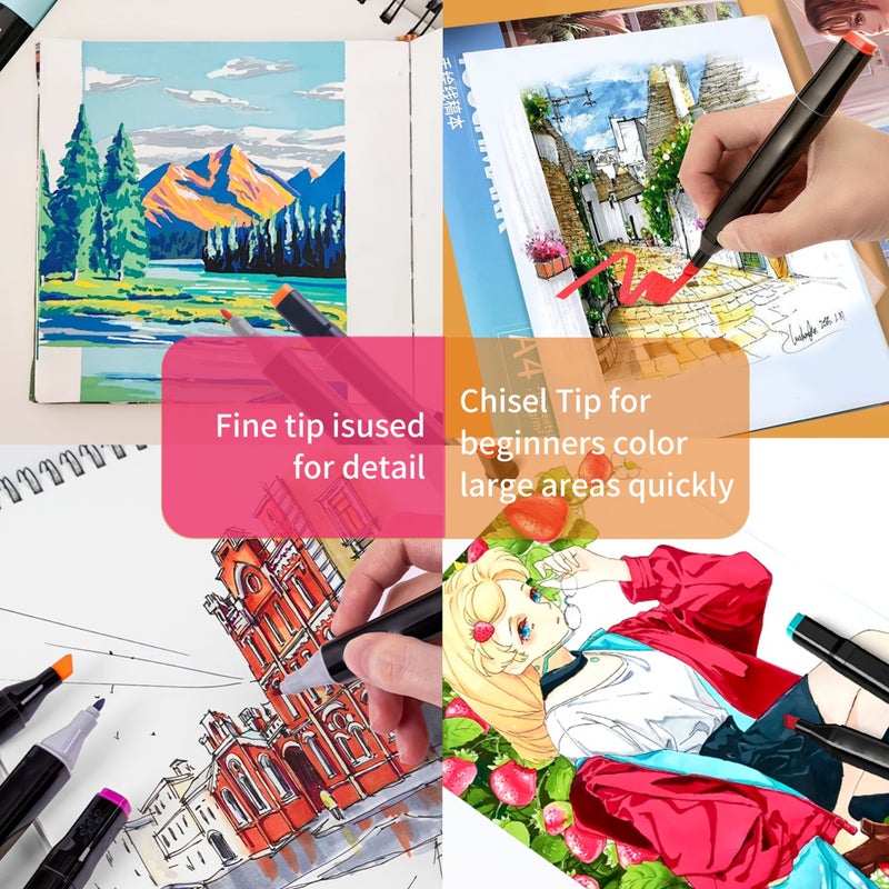 168 Colors Double Head Alcohol Marker Pen Set For Artists Students Adult Coloring Art Painting Illustration Cute College Sketch Pen Perfect Christmas Holiday Gift - Image 4