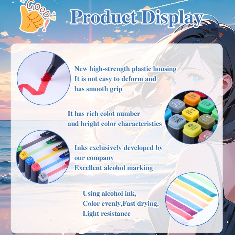 168 Colors Double Head Alcohol Marker Pen Set For Artists Students Adult Coloring Art Painting Illustration Cute College Sketch Pen Perfect Christmas Holiday Gift - Image 5