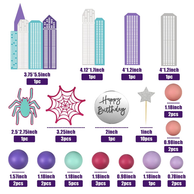 ZXSWEET Spider Cake Topper with Pink Spider Web Balls Stars for Animal Themed Birthday - Image 2