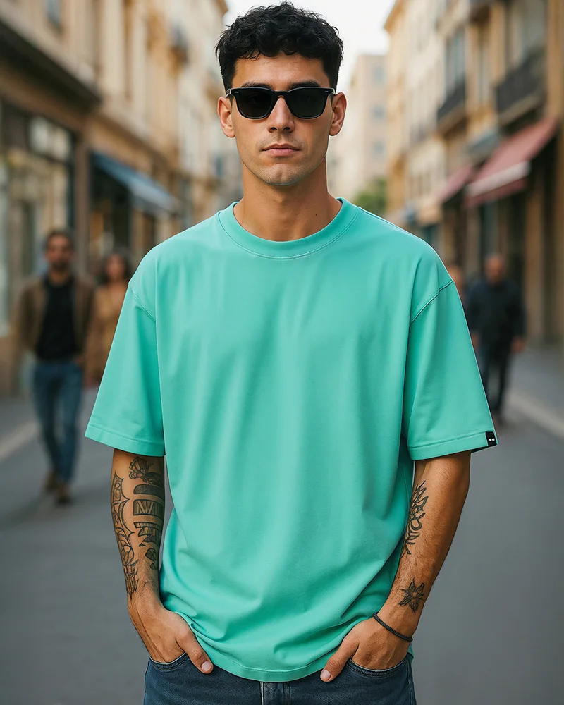 bewakoof Heavy Duty 1.0 Men's Green Oversized T-shirt