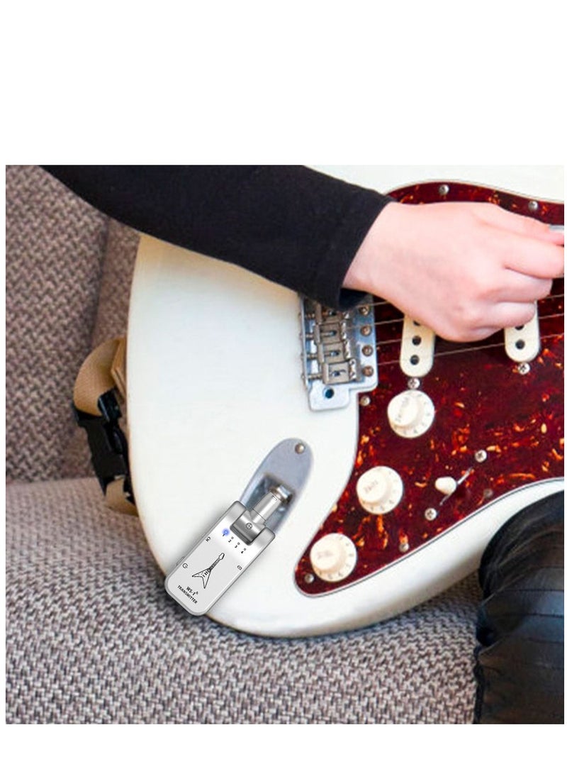 Generic Wireless Guitar Audio Transmitter And Receiver Rechargeable 4 Channels 30m Transmission 2.4GHz For Electric Guitar Bass Violin Silver  - Image 2