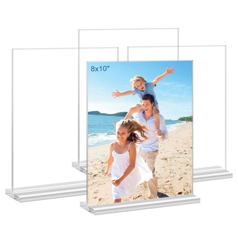 Douildhaiy Acrylic Picture Frames 8x10 inches  4 Pack Clear Plastic Picture Frames Holder Standing 8x10 Double Sided Picture Desktop Display for Photo Home Office -Vertical - Image 1