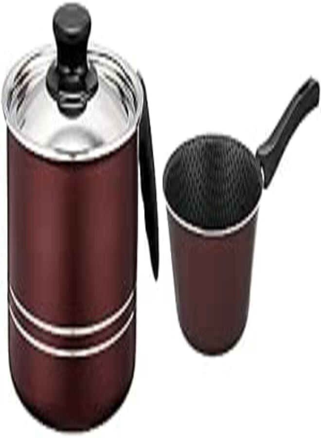 Trueval teflon milk pot with handle and lid, size 16 - maroon + Conick casserole set 2 s size 14-16, maroon color