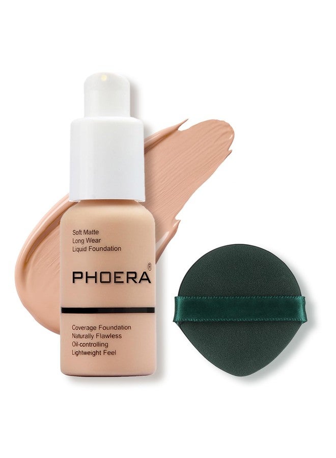 PHOERA Foundation Makeup, Flawless Soft Matte Oil Control Liquid Foundation, Full Coverage Mattle Oil-Control Concealer for Older Women, Great Choice For Gift (#103 Warm Peach) - Image 1