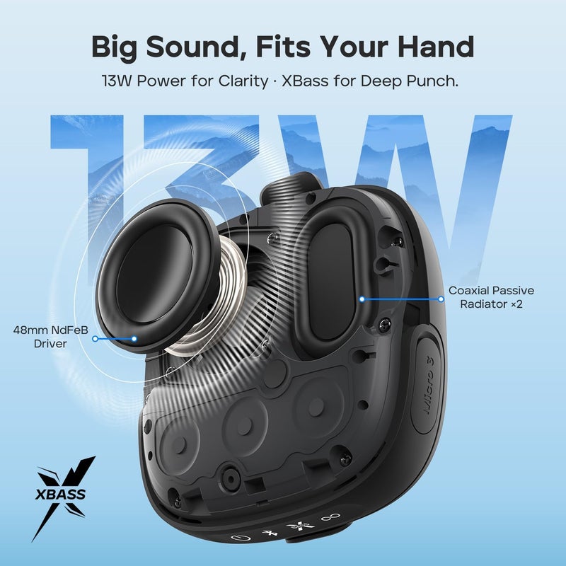 Tribit Fault optimized construction StormBox Micro 3 Portable Wireless Speaker with 13W XBass Sound, Bluetooth 6.0, 24H Playtime, IP68 Waterproof, TWS Pairing, Strap & Magnetic Mount for Bike/Golf/Outdoor Travel Diverse requirement fit - Image 5
