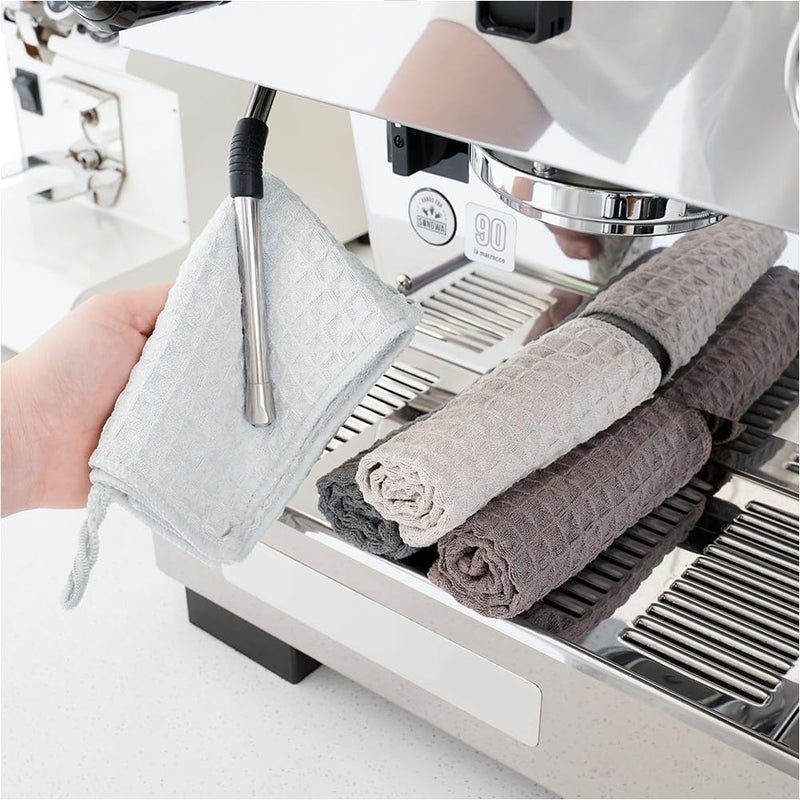 watchget Barista Microfiber Cloths  4 Pack 12x12 Professional Cleaning Towels for Espresso Machines Steam Wands  Countertops Essential Coffee Bar Accessories