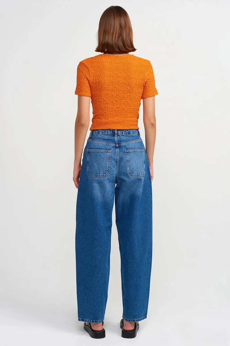 Dilvin Mid Blue Denim DILVIN High-Waist Balloon Leg Jeans for Women | Best Price UAE