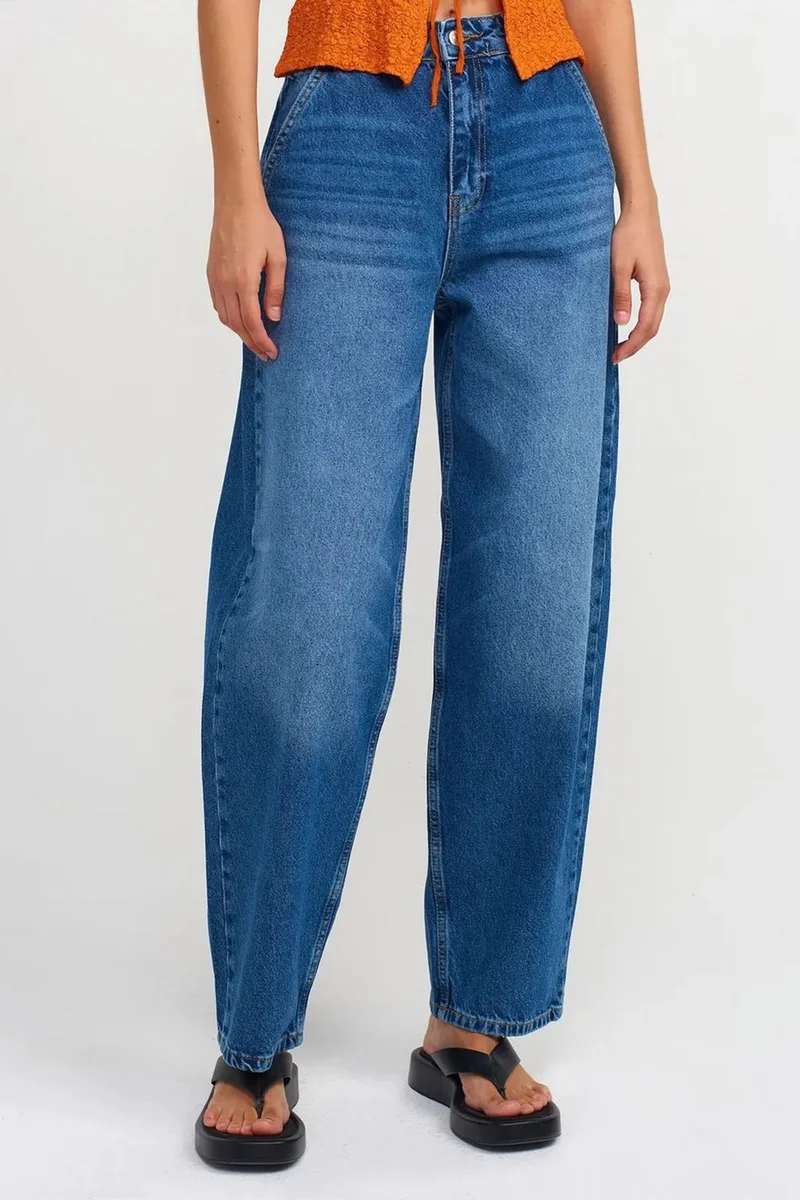 Dilvin Mid Blue Denim DILVIN High-Waist Balloon Leg Jeans for Women | Best Price UAE