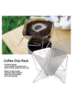 Collapsible Pour Over Coffee Dripper Filter Holder Folding Stainless Steel Reusable Coffee Cone Filter Portable Compact for Office Home Travel Picnic Camping Inverted Pyramid Style