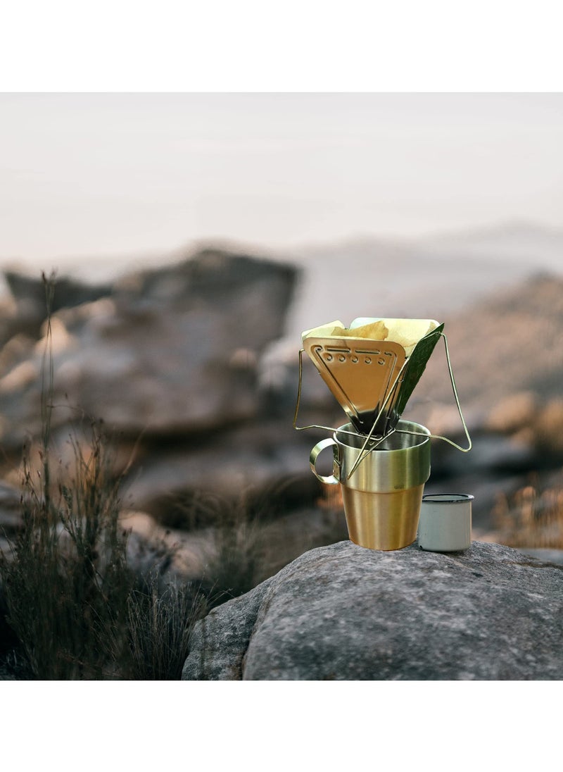 SYOSI - Collapsible Pour Over Coffee Dripper Filter Holder Folding Stainless Steel Reusable Coffee Cone Filter Portable Compact for Office Home Travel Picnic Camping Inverted Pyramid Style - Image 1