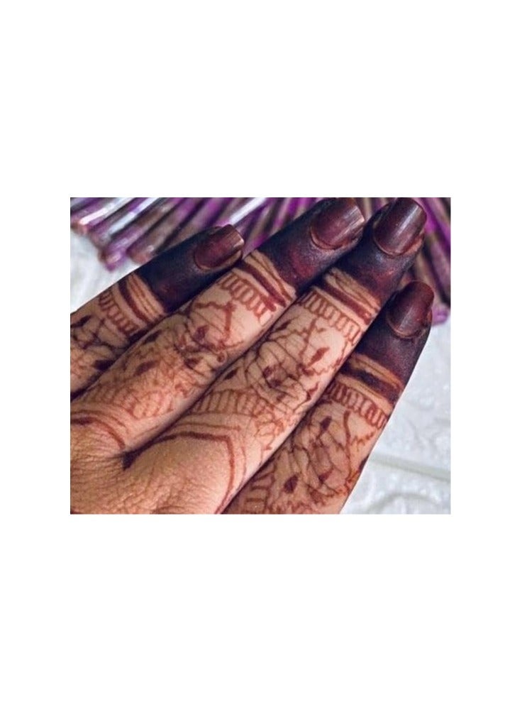Amina Instant Nail Injection Henna Paste Mehendi Bottle | Vegan & Halal Nail Polish For Women | Without Chemicals | Long Lasting | Ready To Use Dark Brown Colour Stain (10ml Pack of 2) - Image 4