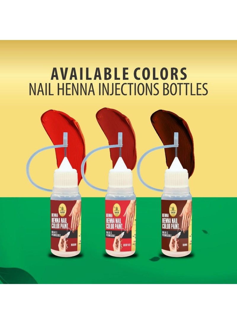 Amina Instant Nail Injection Henna Paste Mehendi Bottle | Vegan & Halal Nail Polish For Women | Without Chemicals | Long Lasting | Ready To Use Dark Brown Colour Stain (10ml Pack of 2) - Image 5