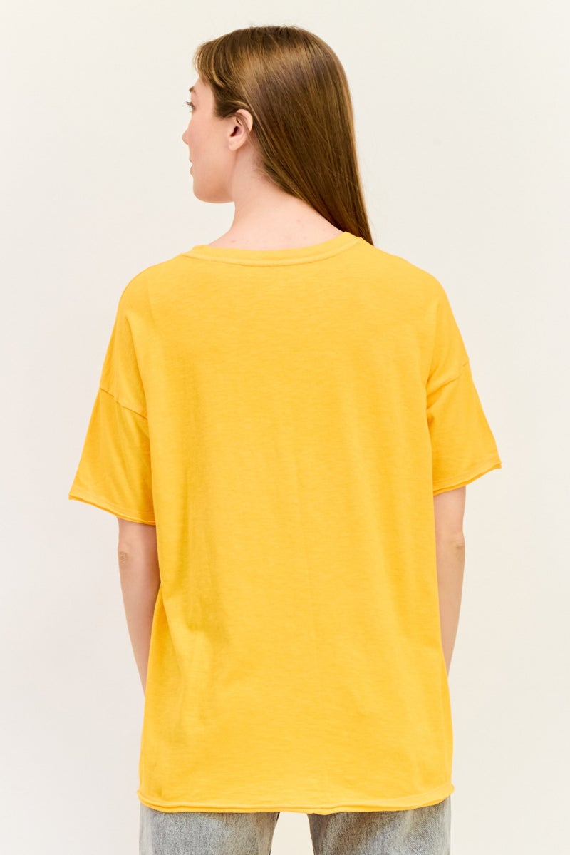 Aerie Women Crew Neck Short Sleeves Graphic Print T-Shirt, Orange - Image 3