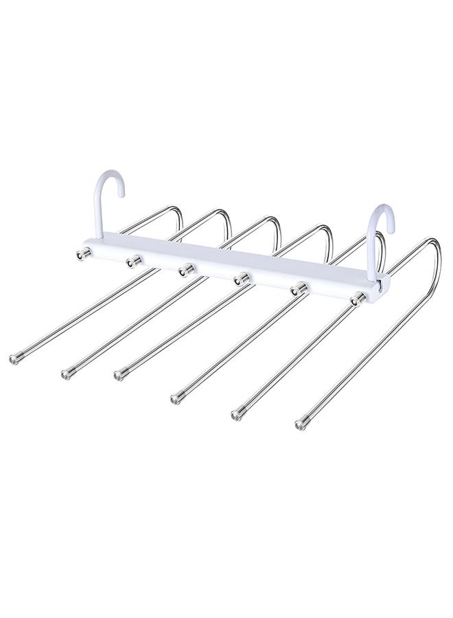Taimi 6 in one Stainless Steel Trouser Hanger Space Saving Household Extendable Foldable White Pack of 4 - Image 2