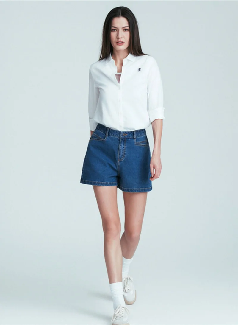 جيوردانو Women’s Slim Oxford Shirt with Embroidery