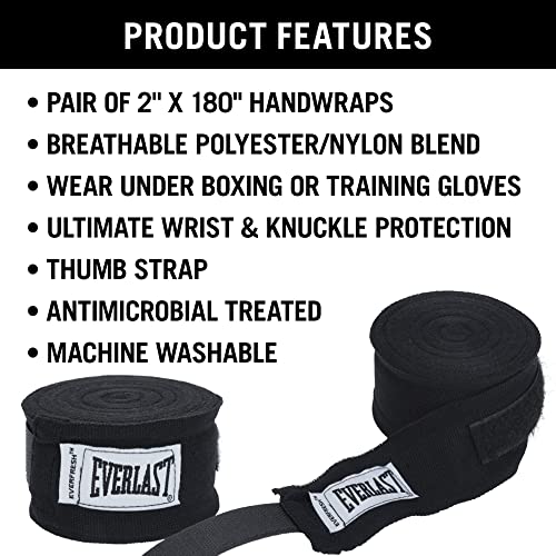 Everlast Boxing Handwraps, Machine Washable Speedbag Training and Martial Arts Hand Wrap, Black - Image 4