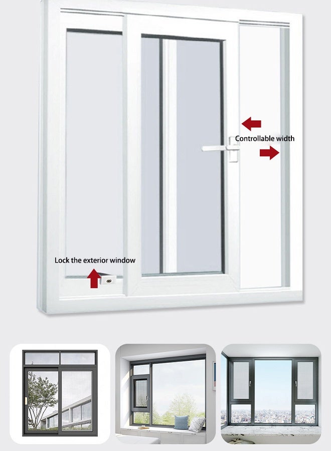 2 Piece Sliding Door Window Lock Set, Stainless Steel Window Guard Stop Adjustable Protective Patio Closet Door Security Lock Security Window Lock for Sliding Window Sliding Door, Aluminum Free Rail Restriction Window Door Anti-Slip for Home  Office Child Seat Belt Key - Image 4