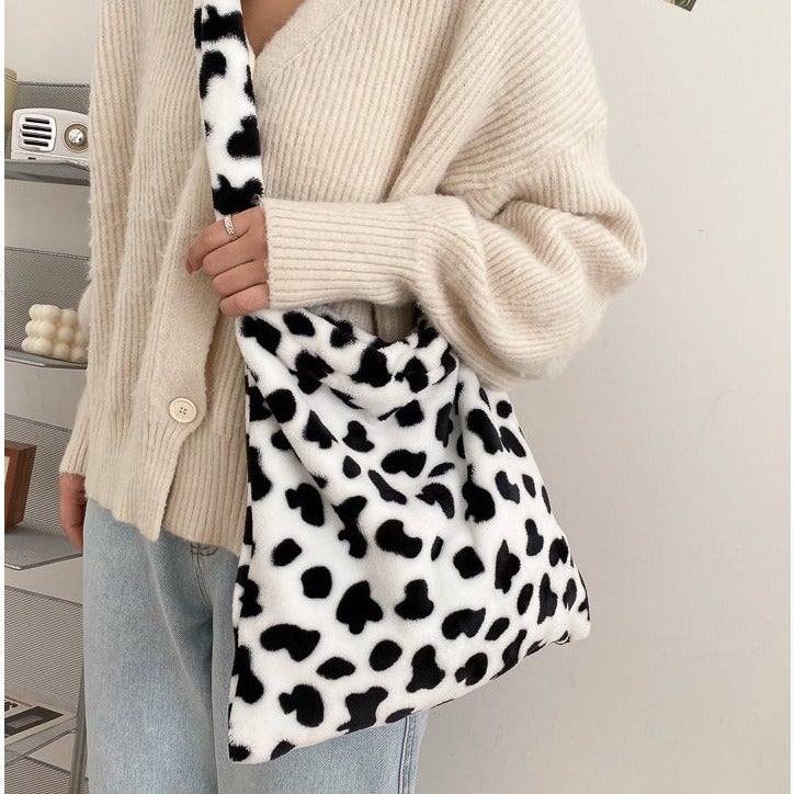 Stuffed Bag Women'S Trendy Fashion 2023 Single Shoulder Crossbody Bag Cow Style Large Capacity Student Bag - Image 2