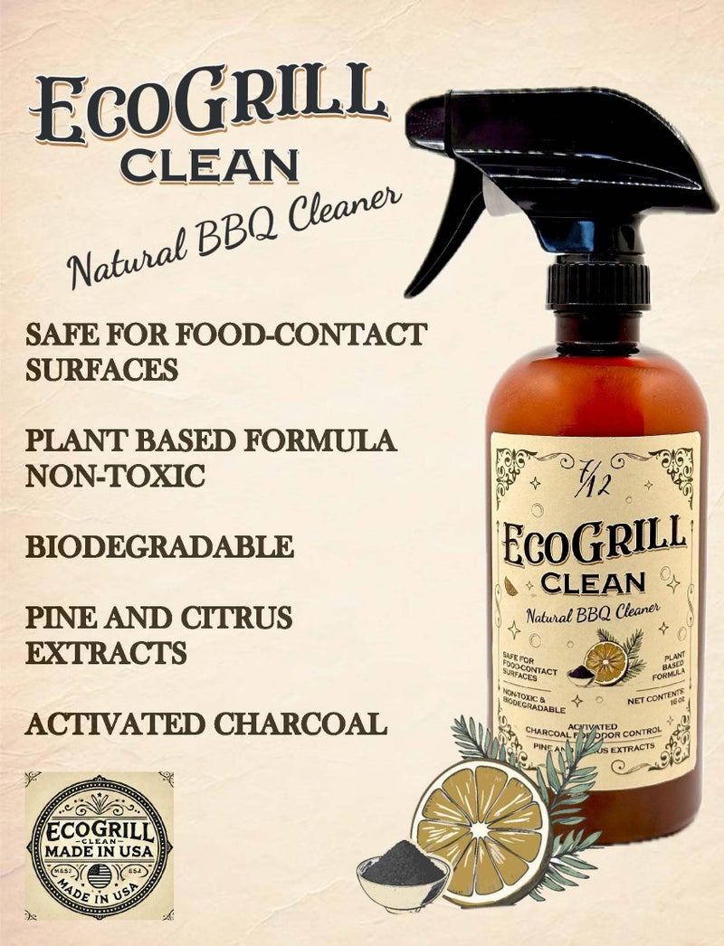 EcoGrill Clean - All-Natural & Eco-Friendly, Non-Toxic & Fume-Free Heavy-Duty BBQ Grill Cleaner & Degreaser | Biodegradable | Fresh Citrus Scent | Safe for Grills, Smokers, Flat Tops & More - Image 2