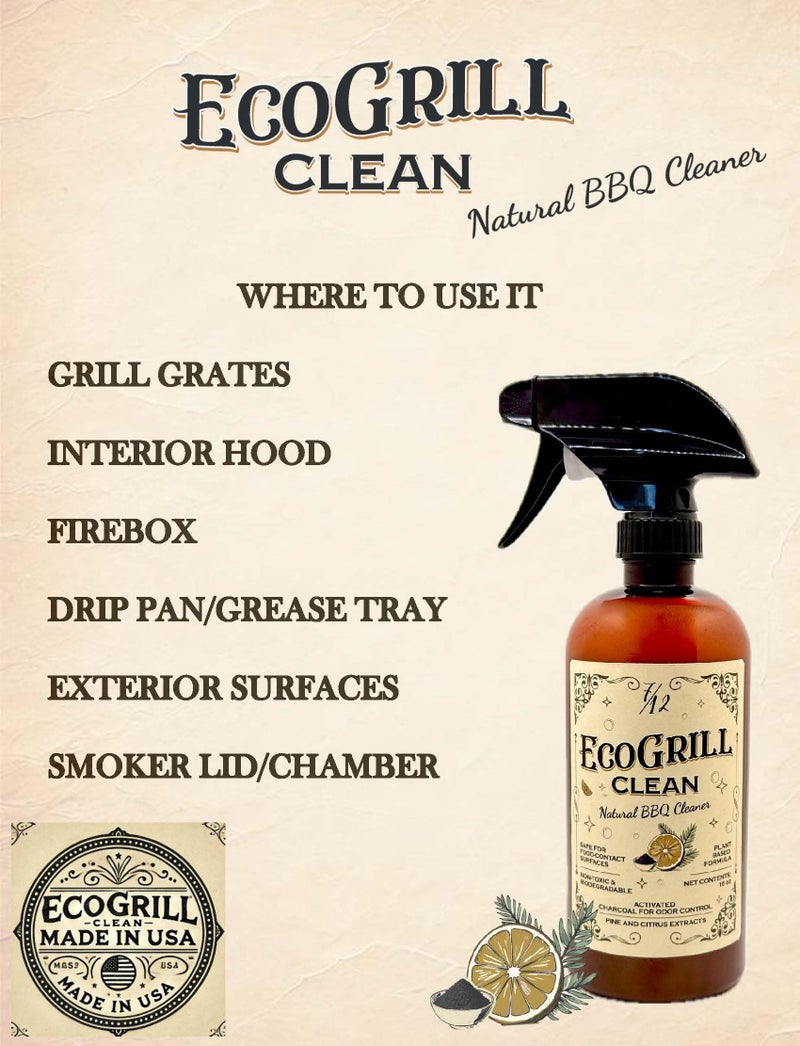EcoGrill Clean - All-Natural & Eco-Friendly, Non-Toxic & Fume-Free Heavy-Duty BBQ Grill Cleaner & Degreaser | Biodegradable | Fresh Citrus Scent | Safe for Grills, Smokers, Flat Tops & More - Image 3