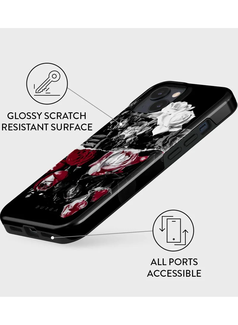 BURGA Luxury Gold Glitter Marble Phone Case Compatible with iPhone 15  Double Layer Silicone Protective Case Crimson Bouquet