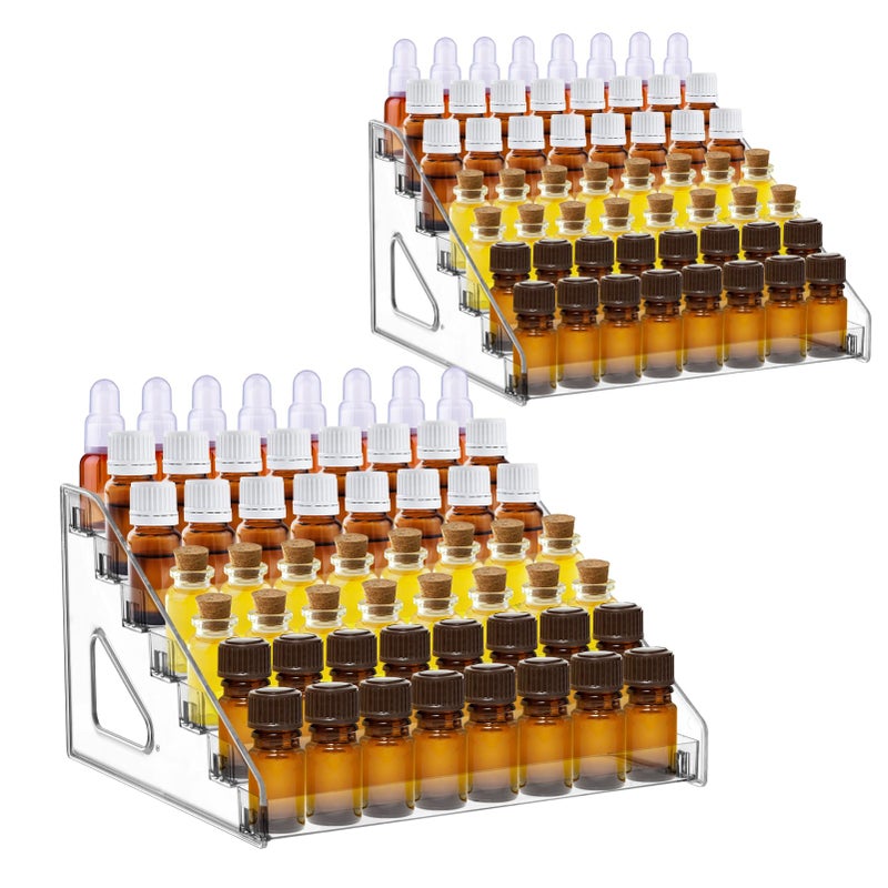 YEXEXINM 2 Pack 7 Tier Essential Oil OrganizerClear Essential Oil HolderEssential Oil Storage ShelfEssential Oil Collection Display Rack Organizer Holds 5ml 10ml 15ml 30ml Essential Oils - Image 2