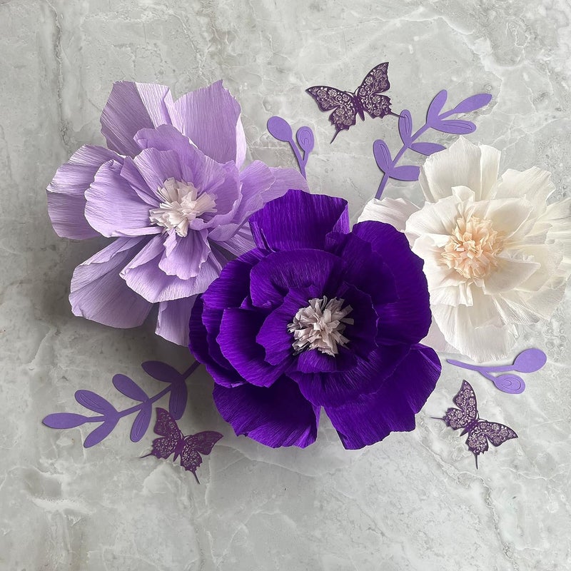 Mausouca Tissue Paper Flowers Decorations for Wall, Handcrafted Large 3D paper Flower for Party Decoration Wedding Decor Birthday Celebration and home Decoration (PURPLE) - Image 3