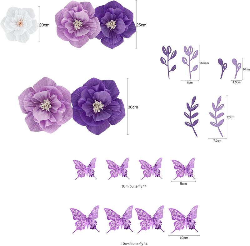 Mausouca Tissue Paper Flowers Decorations for Wall, Handcrafted Large 3D paper Flower for Party Decoration Wedding Decor Birthday Celebration and home Decoration (PURPLE) - Image 2