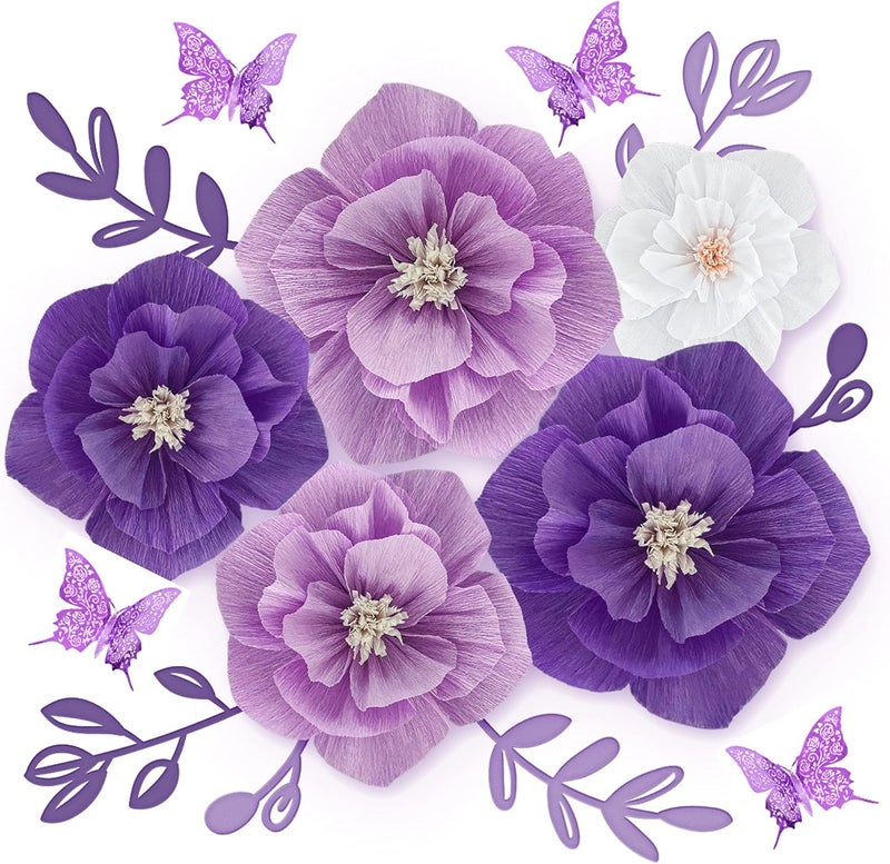 Mausouca Tissue Paper Flowers Decorations for Wall, Handcrafted Large 3D paper Flower for Party Decoration Wedding Decor Birthday Celebration and home Decoration (PURPLE) - Image 1