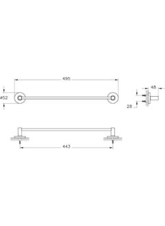 Vitra Base 100 A44114 Long Towel Holder, Chrome  - Image 2