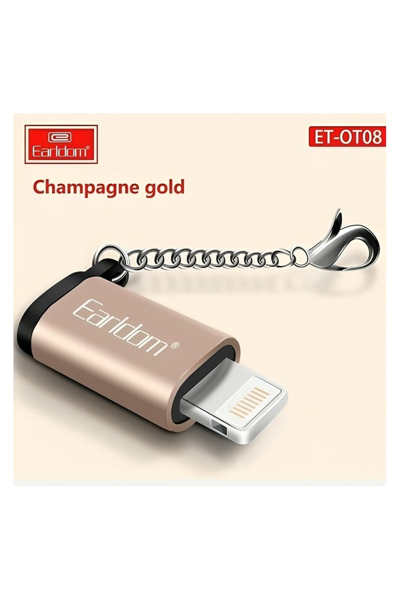 Earldom ET-OT08 Lightning To Micro Charge OTG Adaptor Converter, Compact, Convenient, Fashionable Design - Gold - Image 2