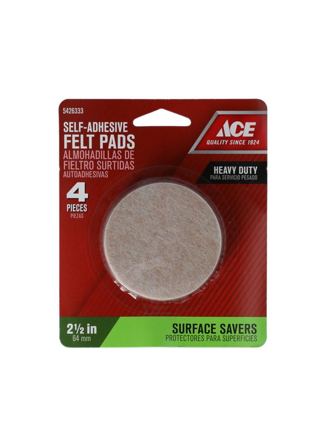 ACE 4-Piece Self-Adhesive Round Felt Pads Brown 2.5inch