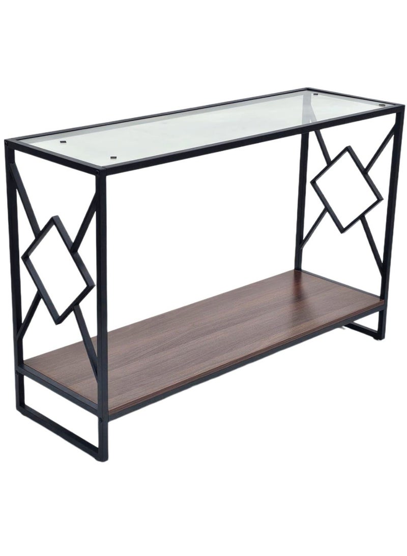 Living Modern Two-Storey Console Table With Glass Top 120*40*80 CM