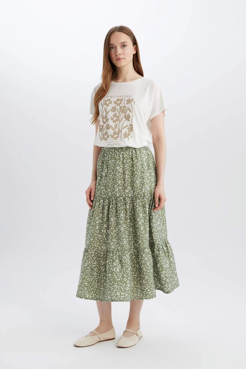 ديفاكتو Patterned Aerobin Midi Skirt