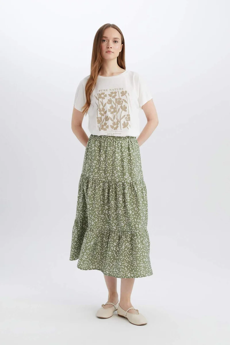 ديفاكتو Patterned Aerobin Midi Skirt