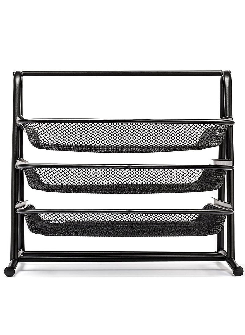ELTRAZONE Metal Mesh 3 Tier Desk Organizer File Tray for Documents, Letters, Magazine, Newspaper for Office (Black Color) - Image 5