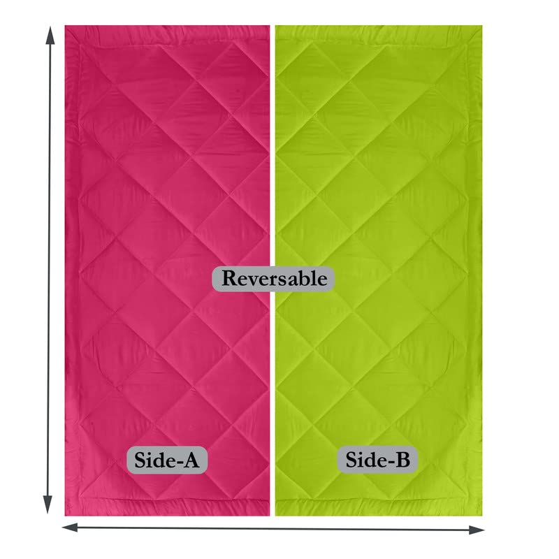 CHICERY Microfiber Reversible Solid Extra Comfort & Soft Comforter||Blanket Double Bed 250 GSM Ultra Soft Comforter for Winter-Pink Green-Pack of 1 - Image 5