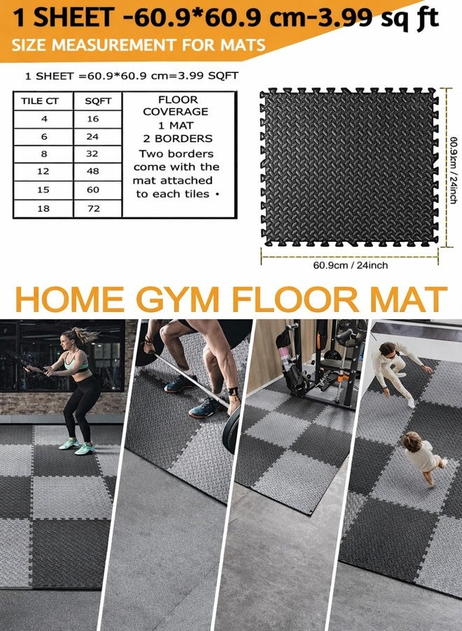 Nasmodo 8 Pcs,25mm Gym Floor mat Rubber for Heavy Workout Puzzle Floor mat for Home Exercise, Gym Equipment mat Interlocking Eva Foam Flooring Rubber Tiles Yoga, Kids Gym Mat for Floor(Black) - Image 3