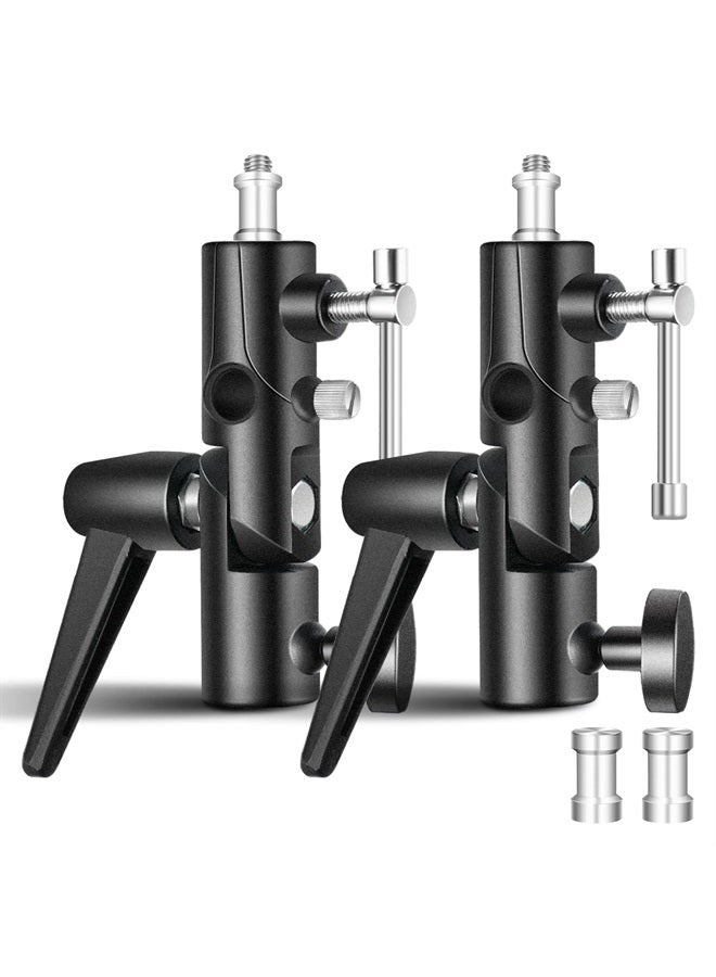 NEEWER Camera Flash Bracket H Type Mount with Umbrella Softbox Holder, 180° Swivel Adjustable Metal Light Stand Adapter with 1/4" to 3/8" Screw Adapter for Speedlite LED Light Stand Tripod (2 Pack) - Image 1