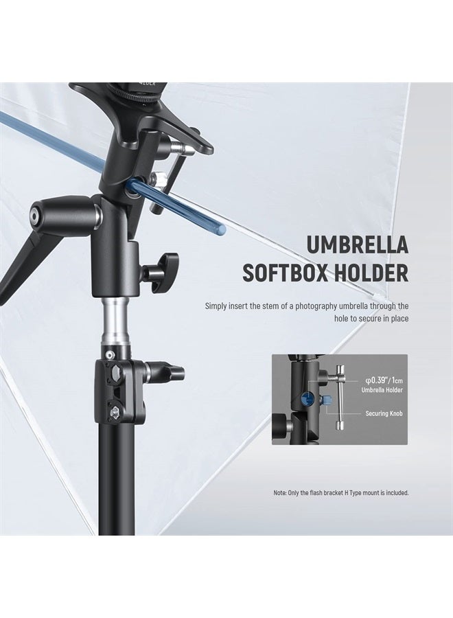 NEEWER Camera Flash Bracket H Type Mount with Umbrella Softbox Holder, 180° Swivel Adjustable Metal Light Stand Adapter with 1/4" to 3/8" Screw Adapter for Speedlite LED Light Stand Tripod (2 Pack) - Image 3