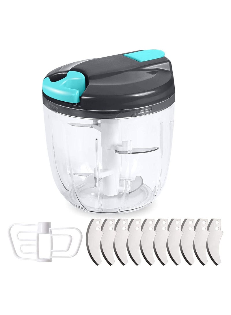 Household Vegetable Slicer, Manual Onion Slicer additional with 10 Stainless Steel Blades and 1 Whisk (900 ml)  - Image 2