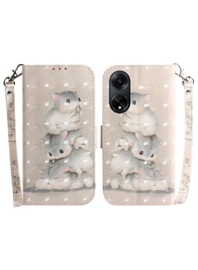 اس-توب جراب لهاتف OPPO A98 5G / F23 5G، جراب هاتف جلدي ملون ثلاثي الأبعاد قابل للطي أفقيًا - Image 1